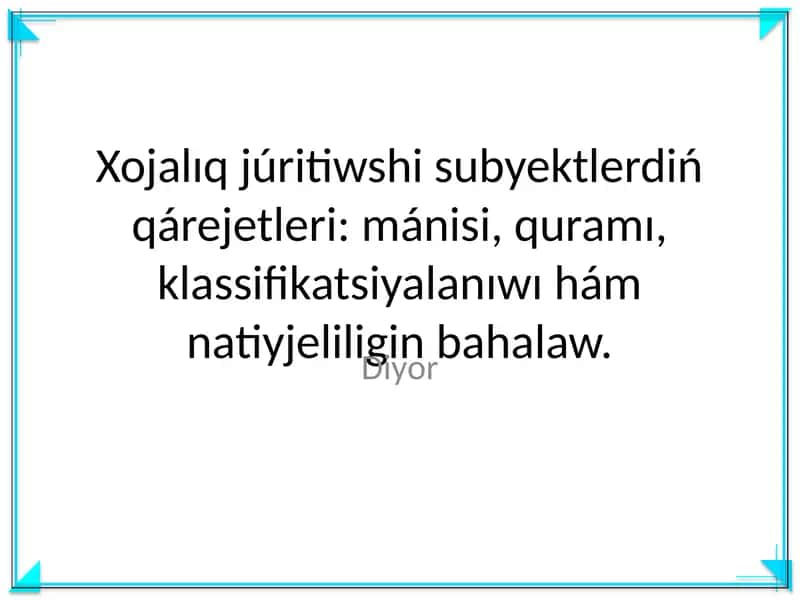 Xojalıq júritiwshi subyektlerdiń qárejetleri 1