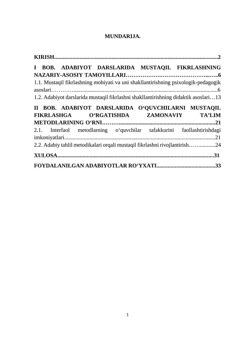 Adabiyot Darslarida Mustaqil Fikrlashning Nazariy-Asosiy Tamoyillari 1