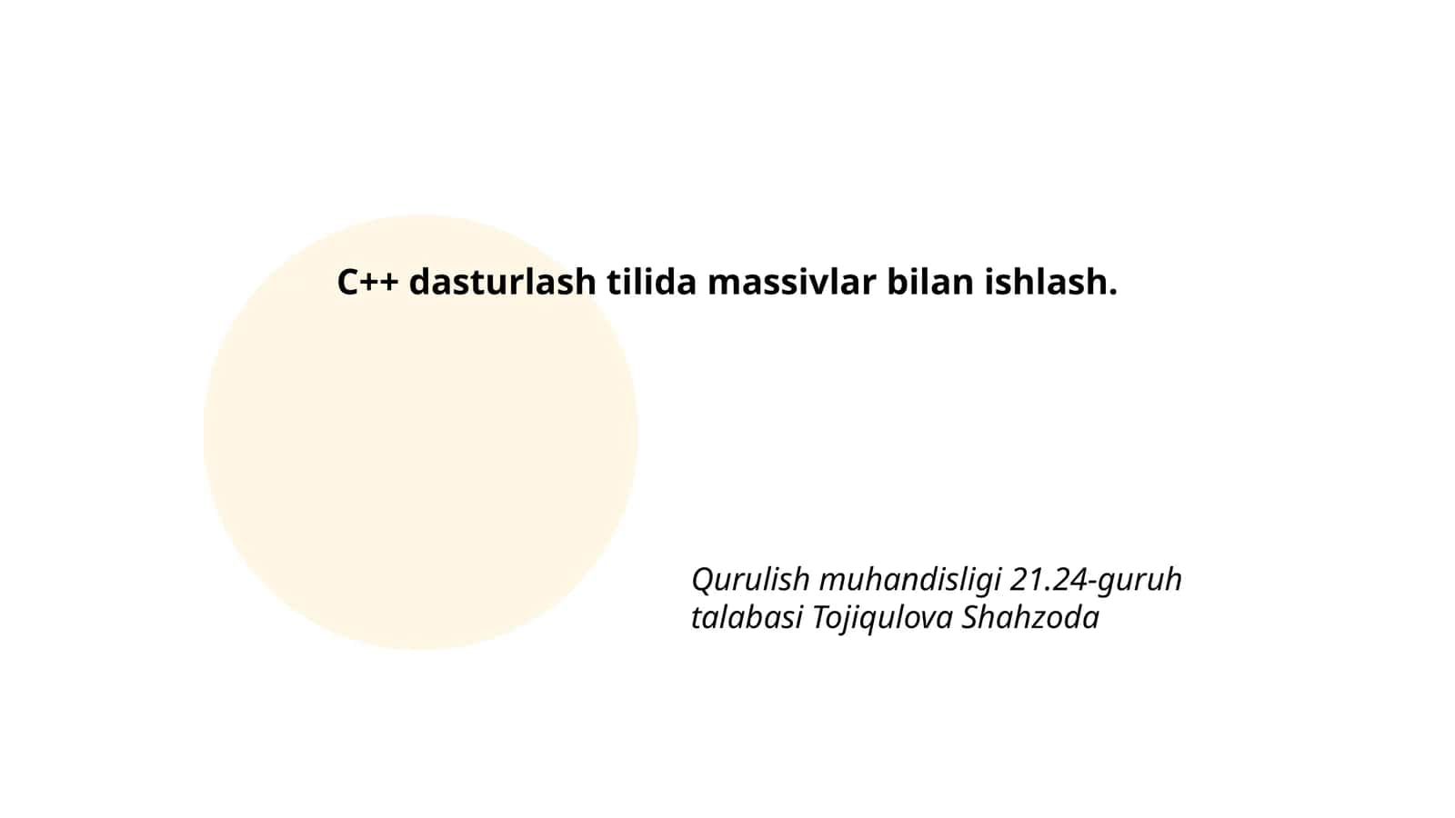 Massivlar bilan ishlash 1