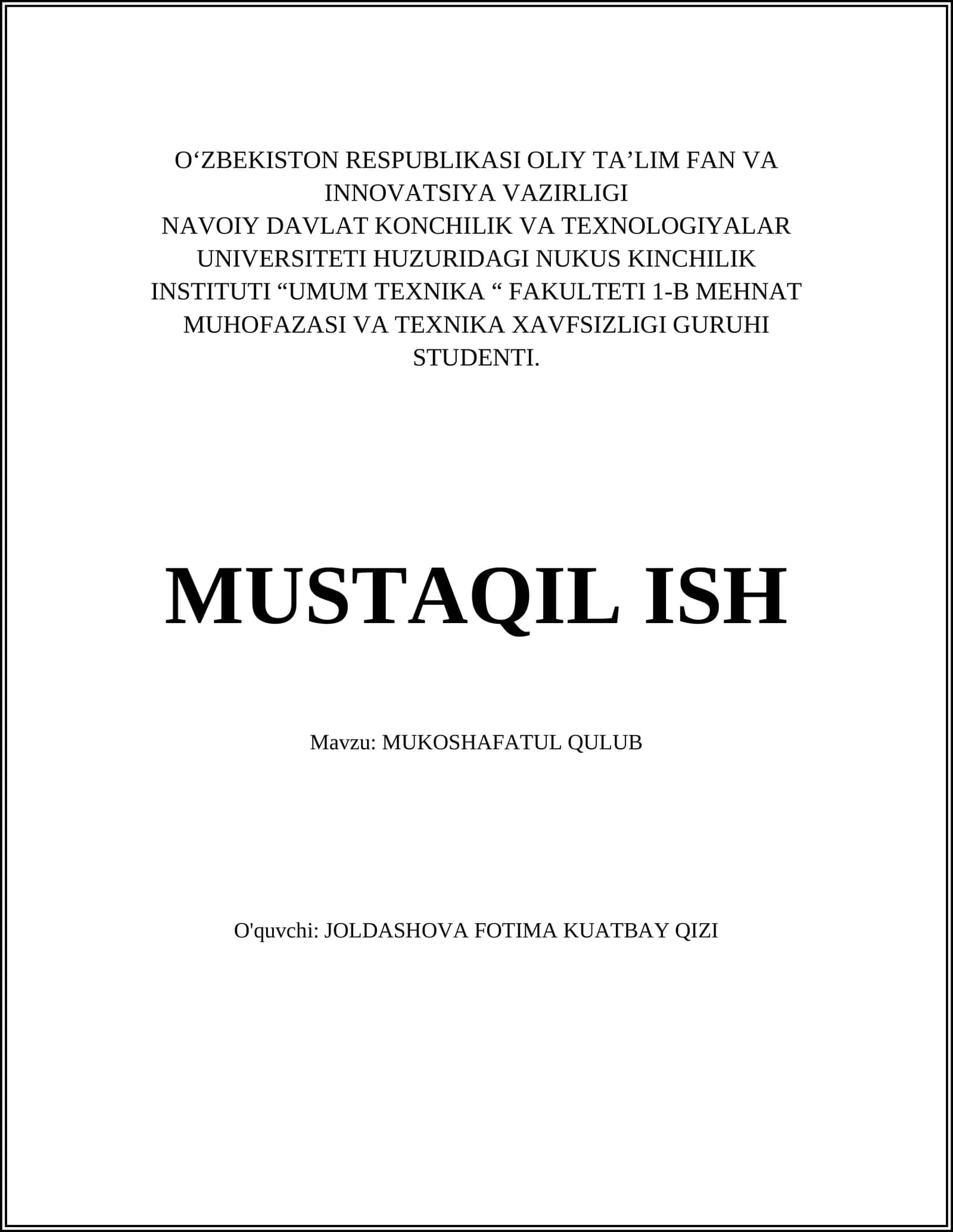 MUKOSHAFATUL QULUB 1
