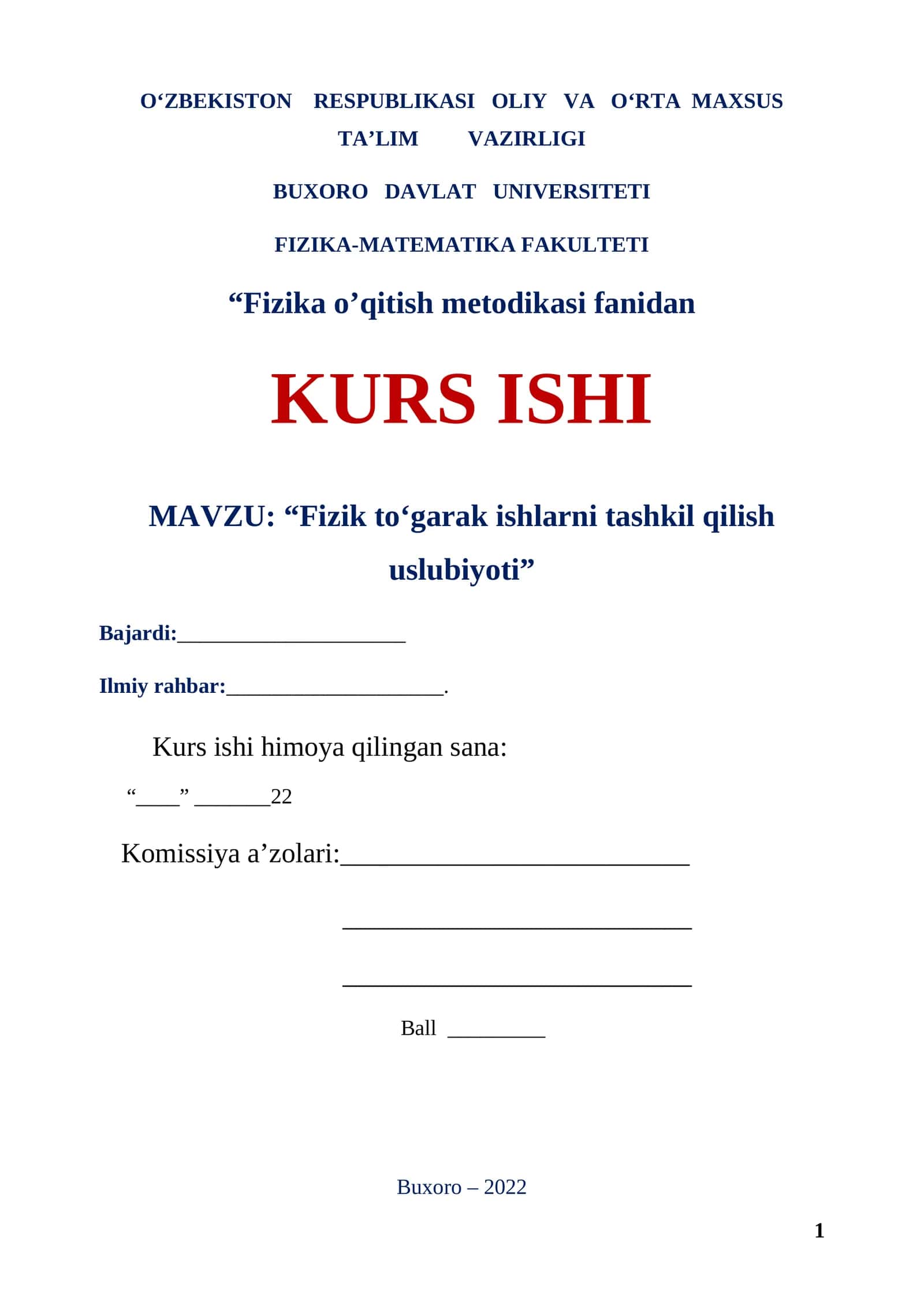 Fizik to‘garak ishlarni tashkil qilish uslubiyoti 1