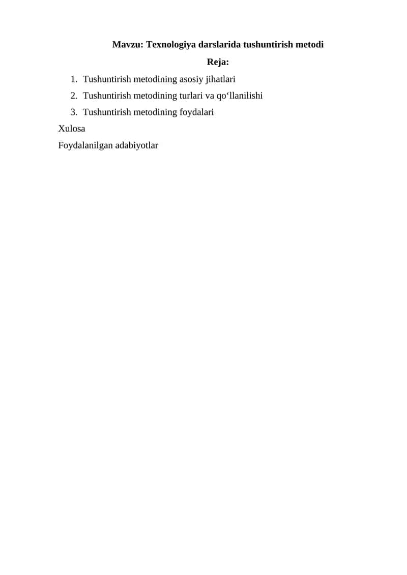 Texnologiya darslarida tushuntirish metodi 1
