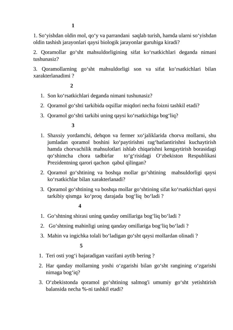 Qoramollar go‘sht mahsuldorligining sifat ko‘rsatkichlari 1