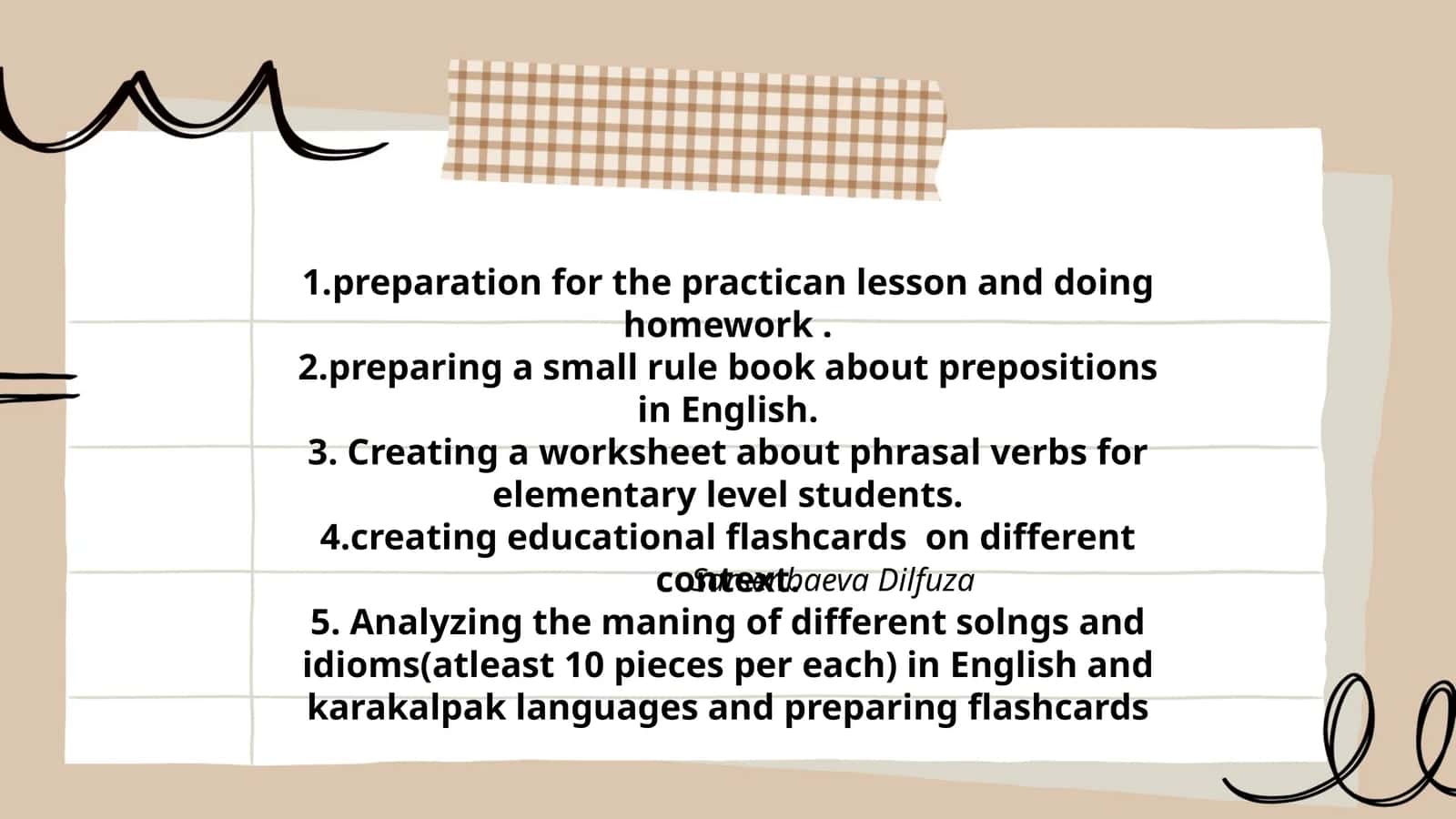 Educational materials for English and Karakalpak languages 1