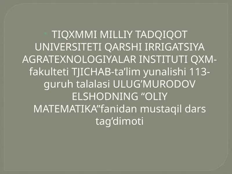 Differensial tenglamalarni taqribiy yechish usullari 1