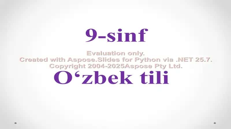 9-sinf O‘zbek tili Undalma va uyushiq bo’laklar, ularning imlosi 1
