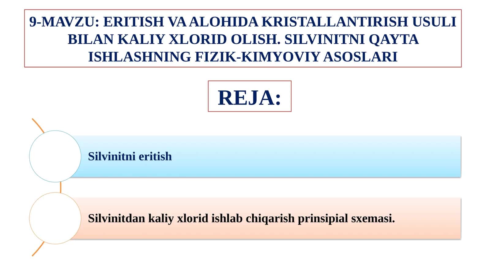 ERITISH VA ALOHIDA KRISTALLANTIRISH USULI BILAN KALIY XLORID OLISH 1
