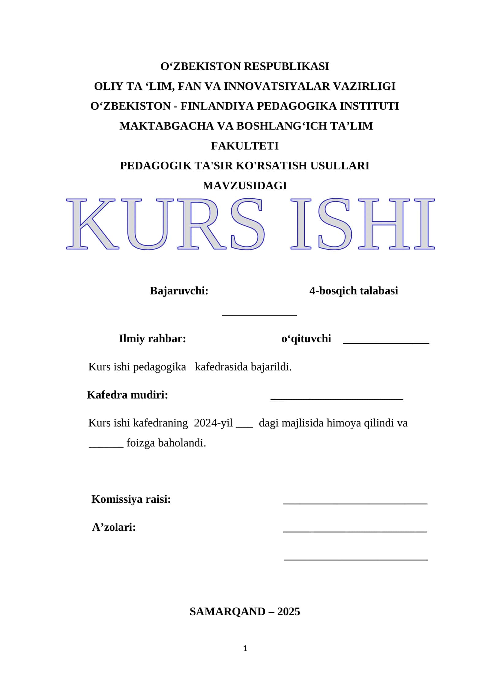 PEDAGOGIK TA'SIR KO'RSATISH USULLARI 1