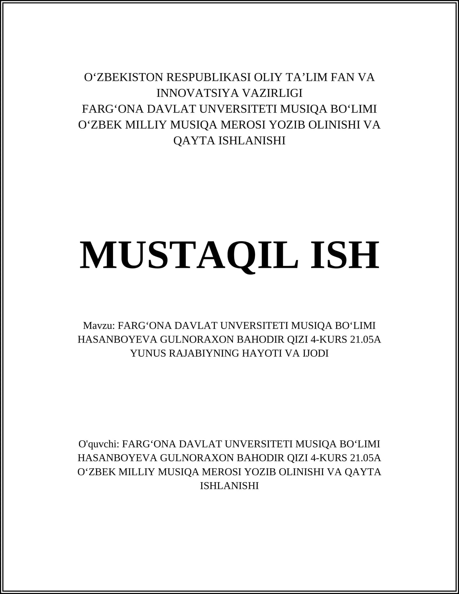 YUNUS RAJABIYNING HAYOTI VA IJODI 1
