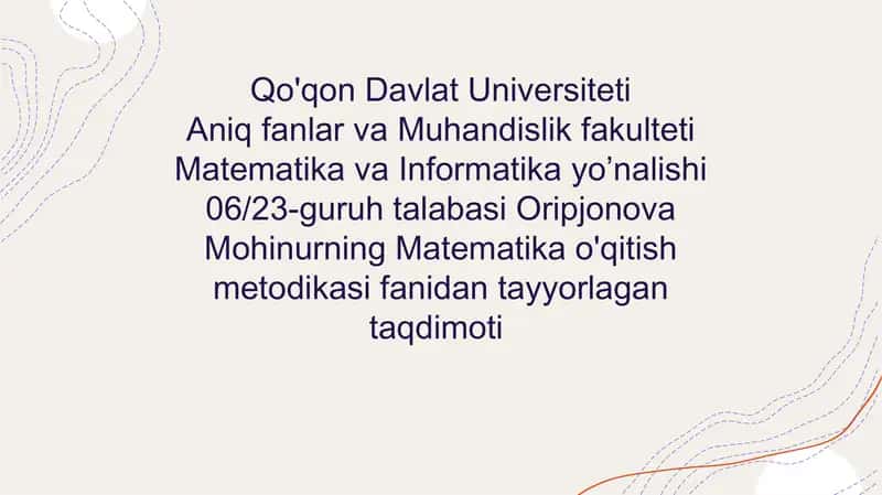 Matematika va Informatika yo’nalishi 1