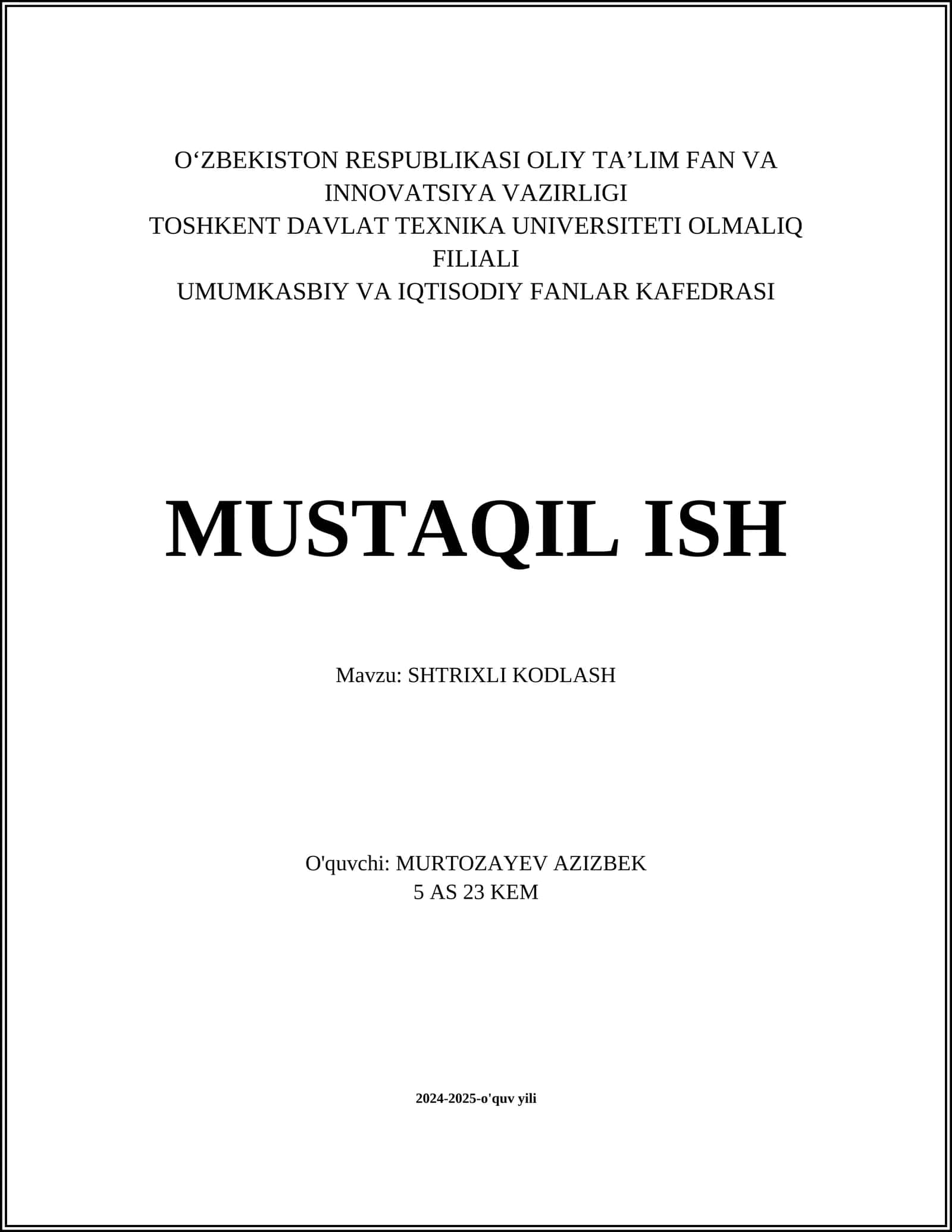 SHTRIXLI KODLASH 1