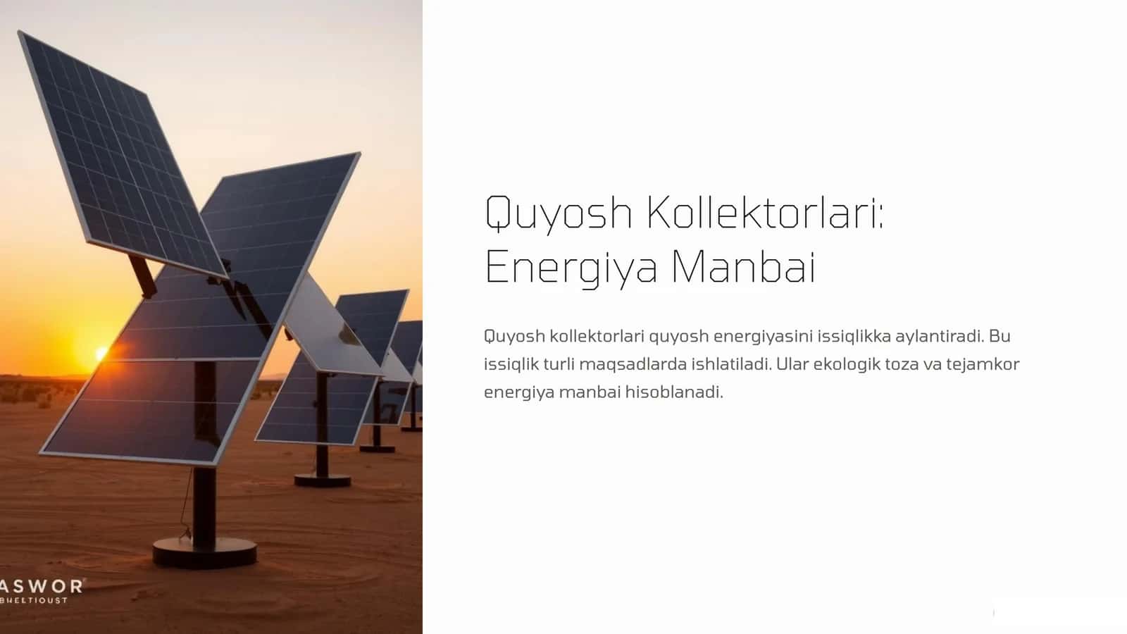 Quyosh Kollektorlari Energiya Manbai 1