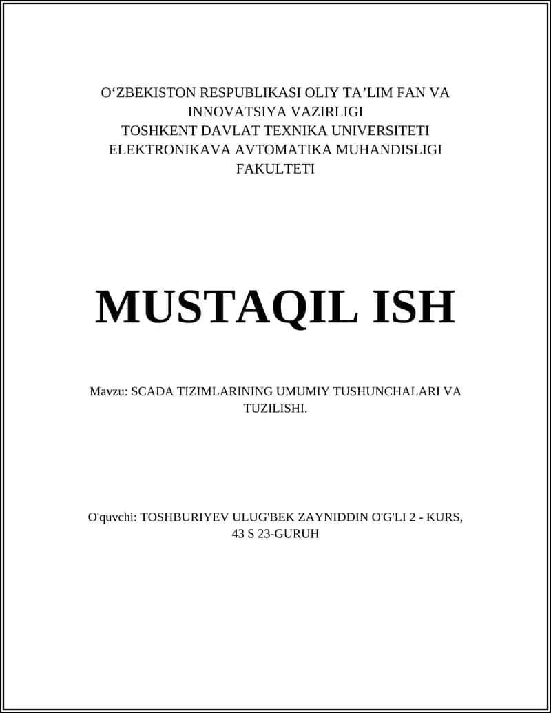 SCADA tizimlari 1