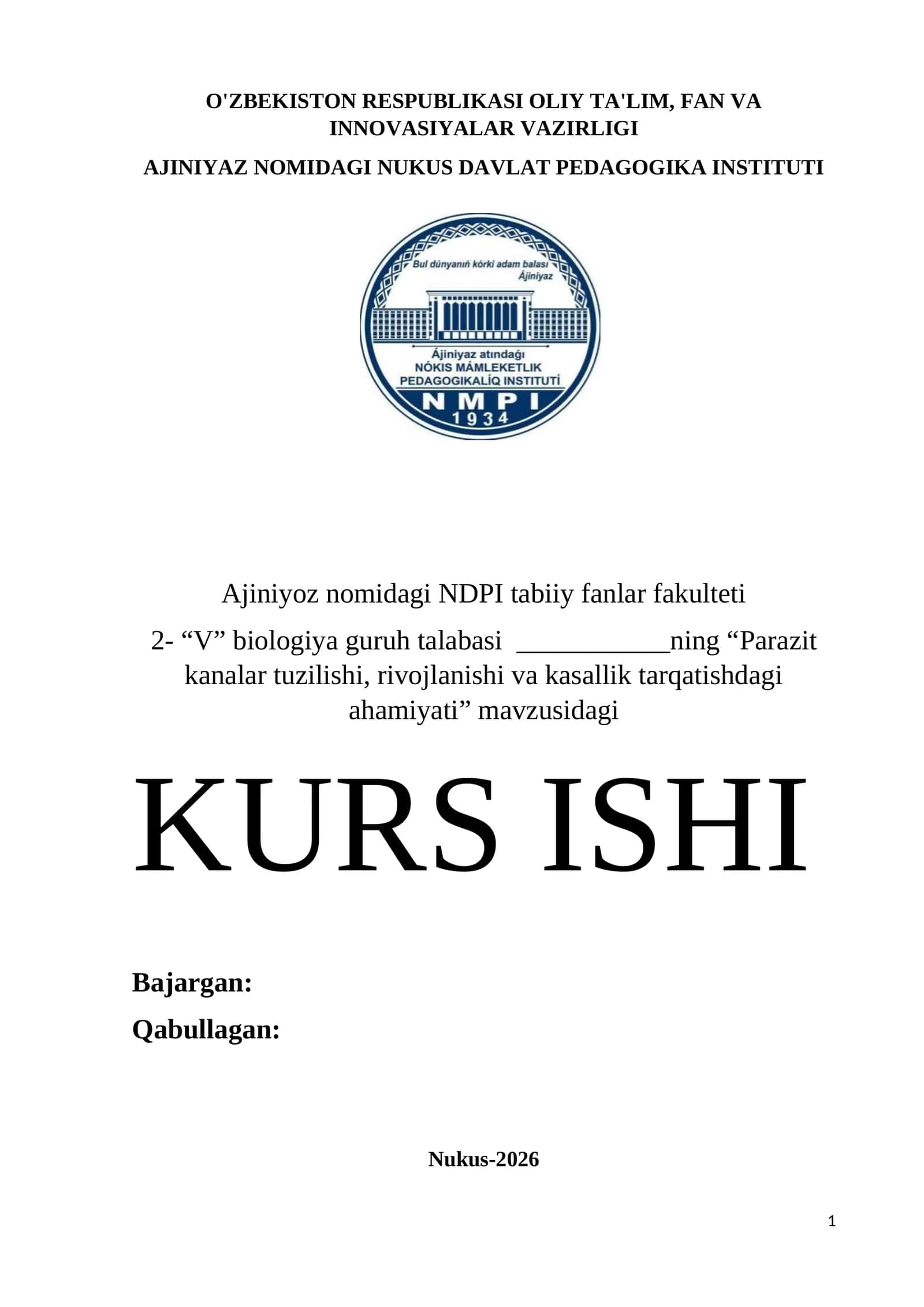 Parazit kanalar tuzilishi, rivojlanishi va kasallik tarqatishdagi ahamiyati 1