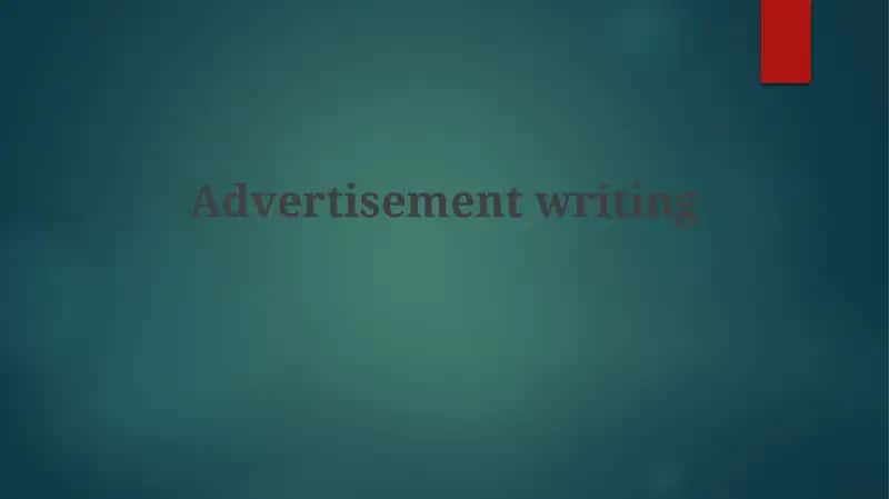 Advertisement Writing 1