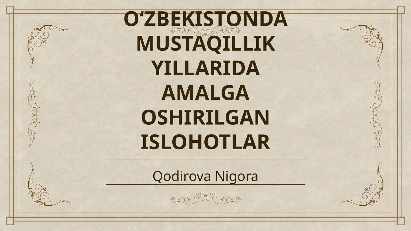 OʻZBEKISTONDA MUSTAQILLIK YILLARIDA AMALGA OSHIRILGAN ISLOHOTLAR 1