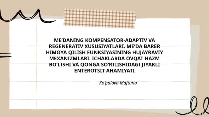 MEʼDANING KOMPENSATOR-ADAPTIV VA REGENERATIV XUSUSIYATLARI 1