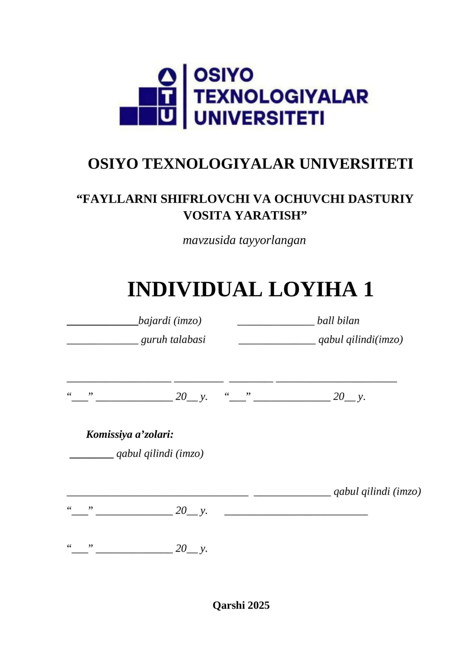 Fayllarni shifrlovchi va ochuvchi dasturiy vosita yaratish 1