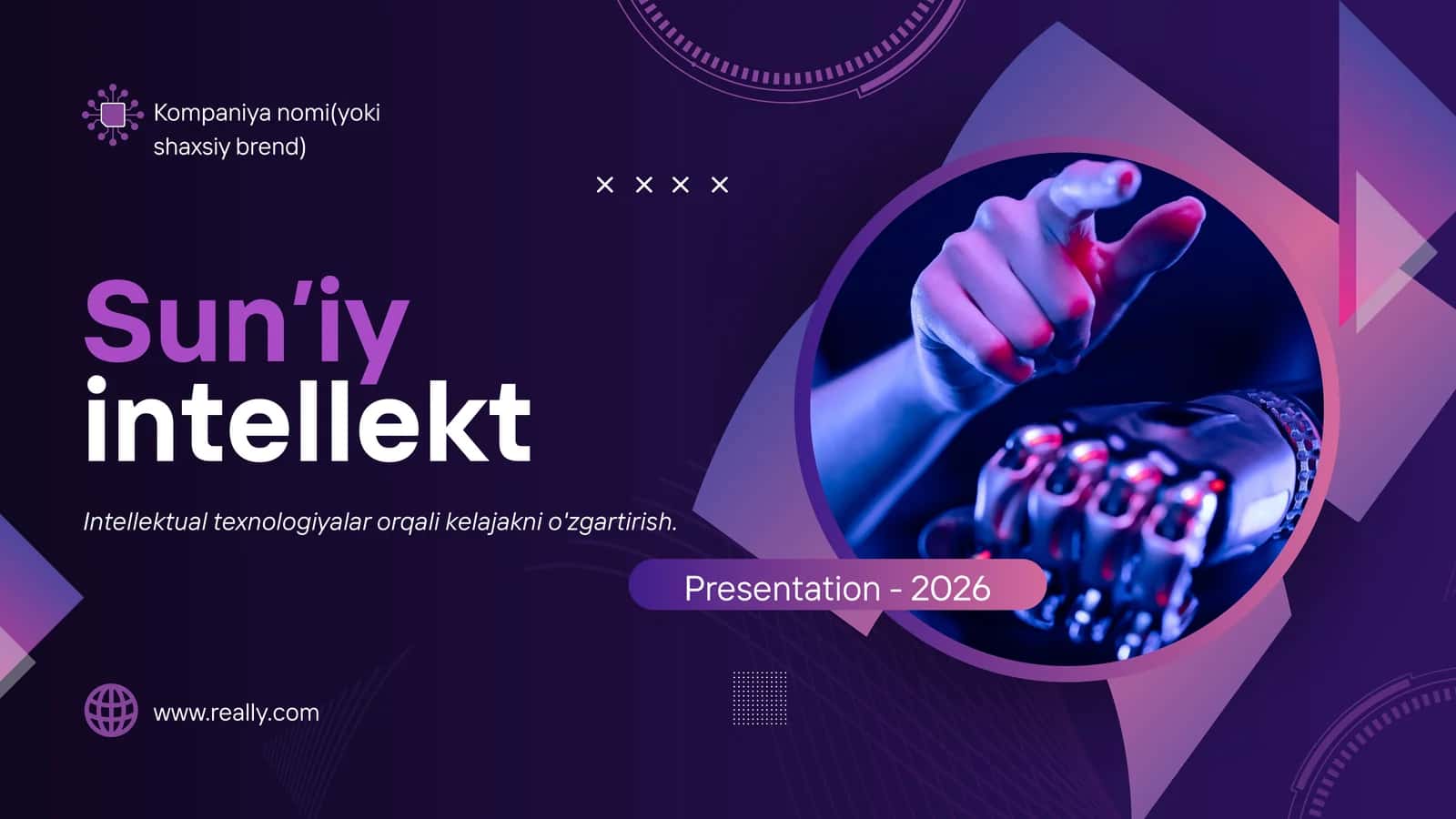 Sun’iy intellekt (AI) haqida zamonaviy taqdimot – PPTX 1