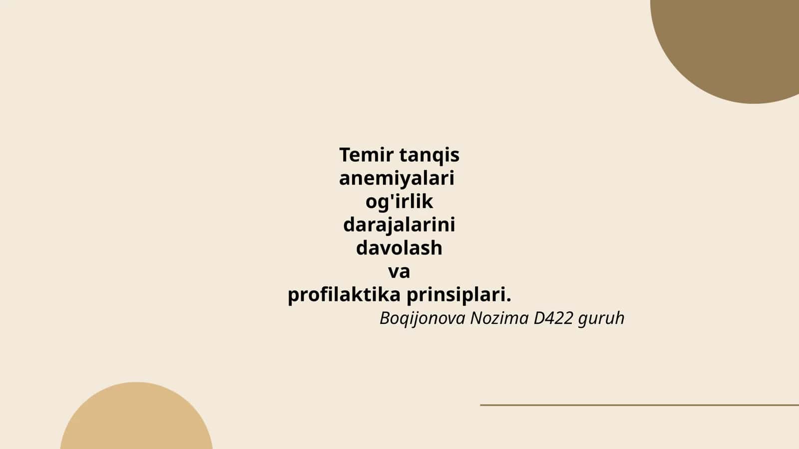 Temir tanqis anemiyalari og'irlik darajalarini davolash va profilaktika prinsiplari 1