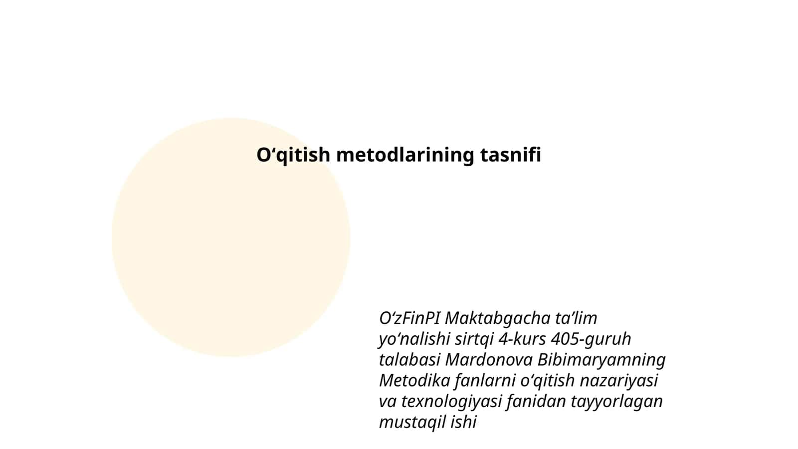 Metodika fanlarni oʻqitish nazariyasi va texnologiyasi 1