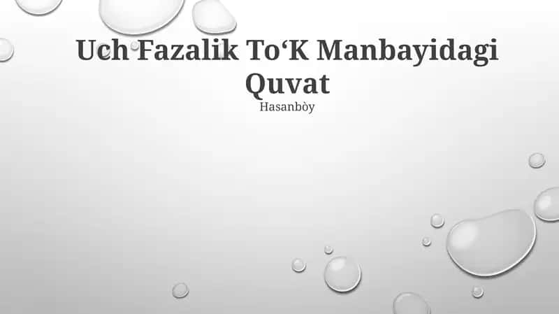 Uch Fazalik ToʻK Manbayidagi Quvat 1