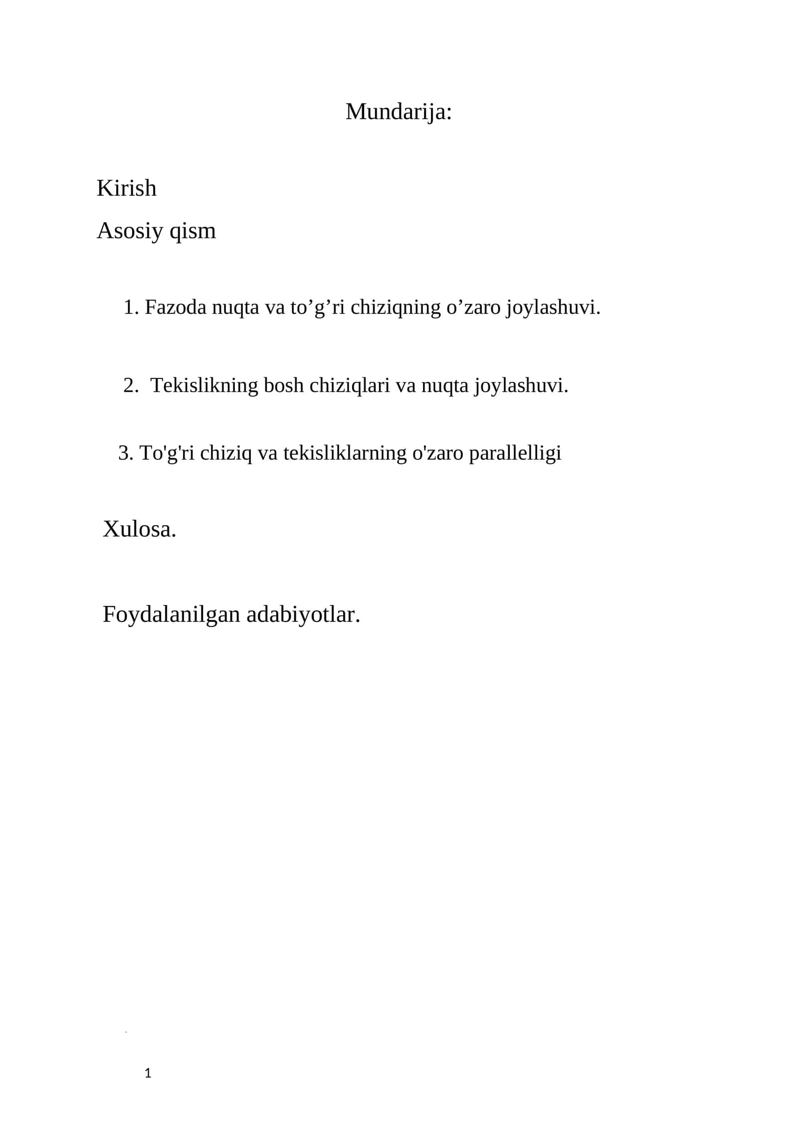 Matematika sohasidagi ta'lim sifatini oshirish va ilmiy-tadqiqotlarni rivojlantirish chora-tadbirlari 1