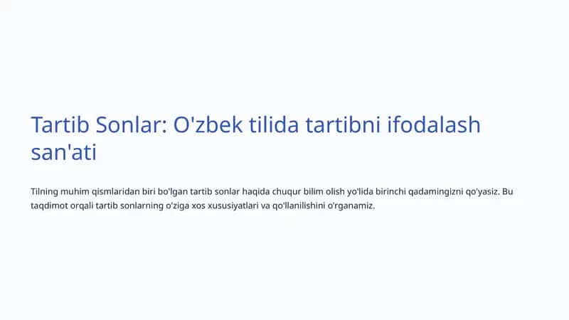 Tartib Sonlar: O'zbek tilida tartibni ifodalash san'ati 1