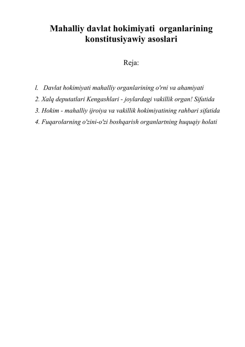 Mahalliy davlat hokimiyati organlarining konstitusiyawiy asoslari 1