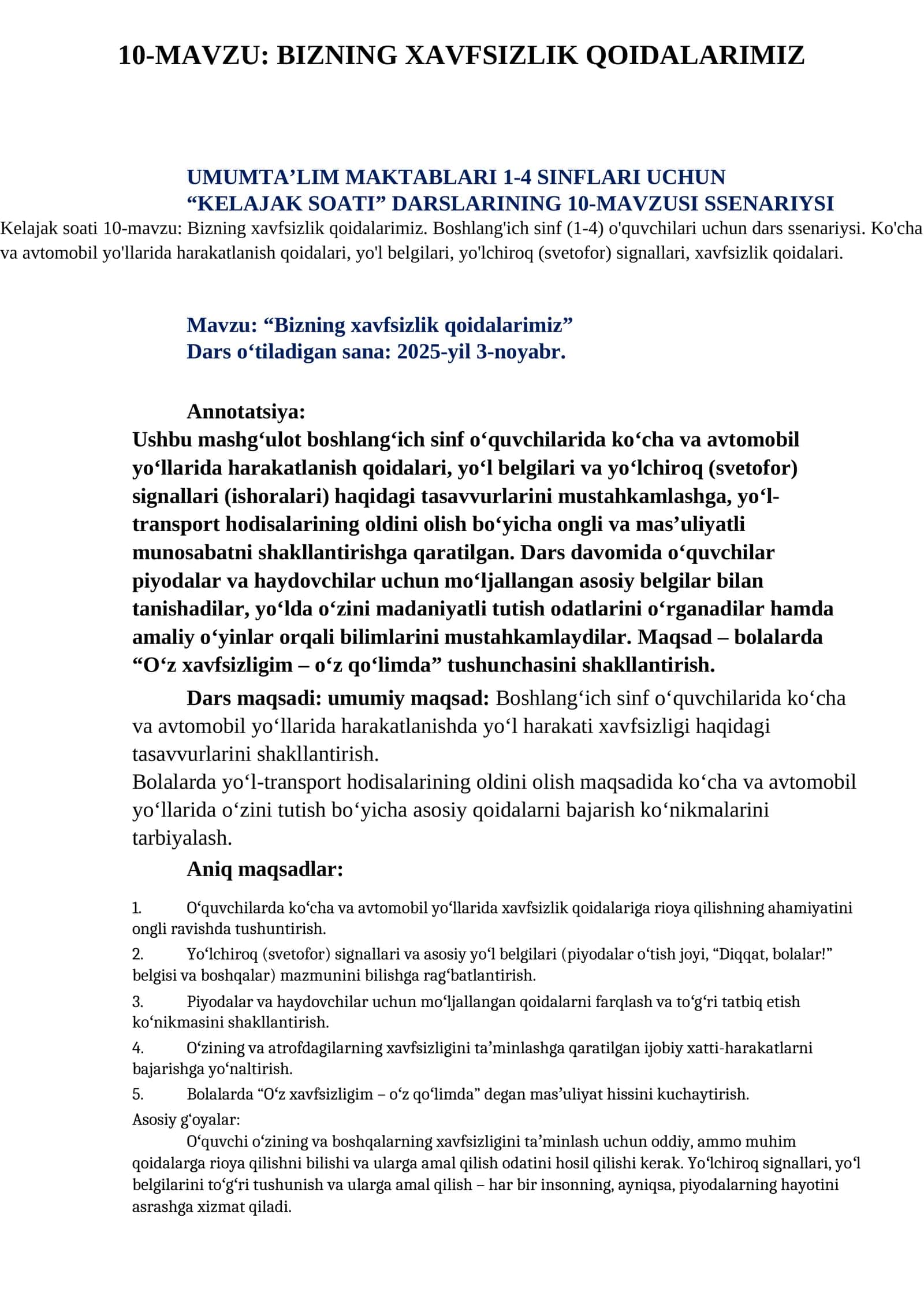 BIZNING XAVFSIZLIK QOIDALARIMIZ 1