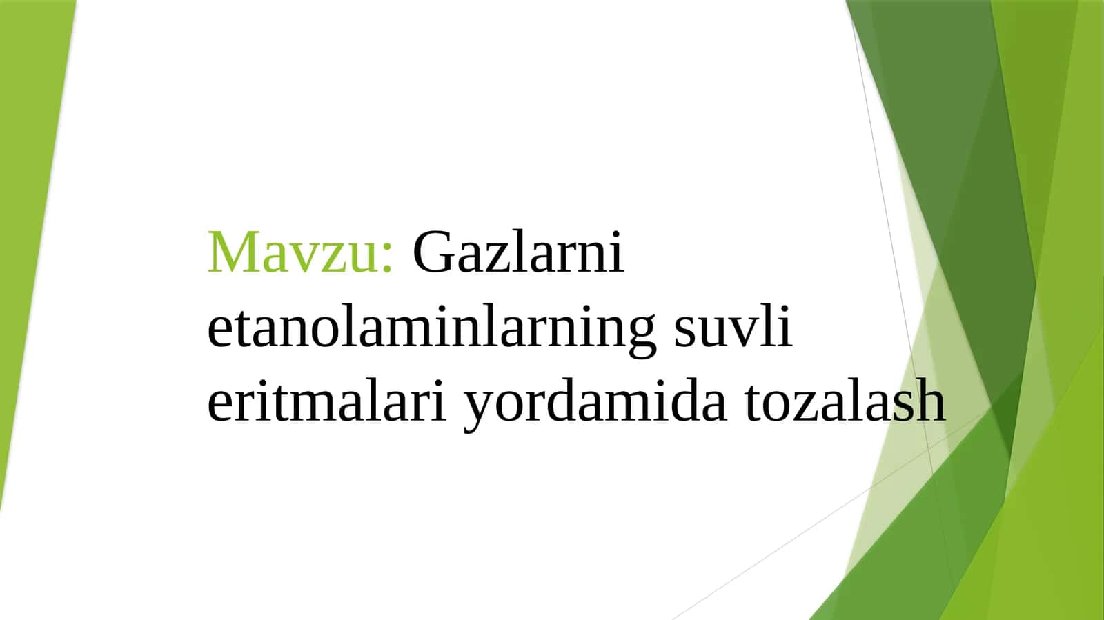 Gazlarni etanolaminlarning suvli eritmalari yordamida tozalash 1