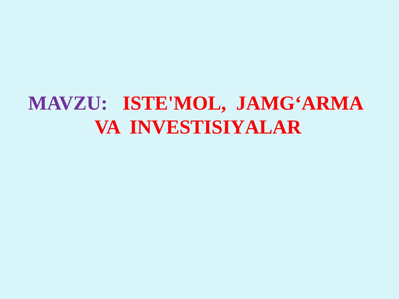 ISTE'MOL, JAMGʻARMA VESTISIYALAR 1