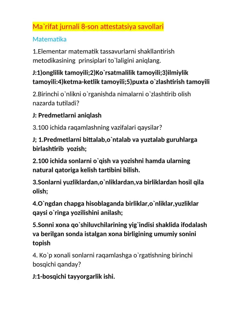 Ma`rifat jurnali 8-son attestatsiya savollari 1