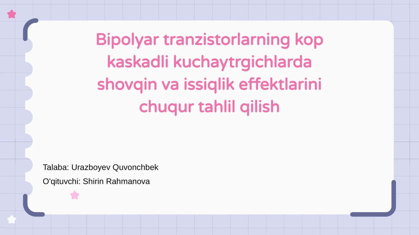 Bipolyar tranzistorlarning kop kaskadli kuchaytrgichlarda shovqin va issiqlik effektlarini chuqur tahlil qilish 1
