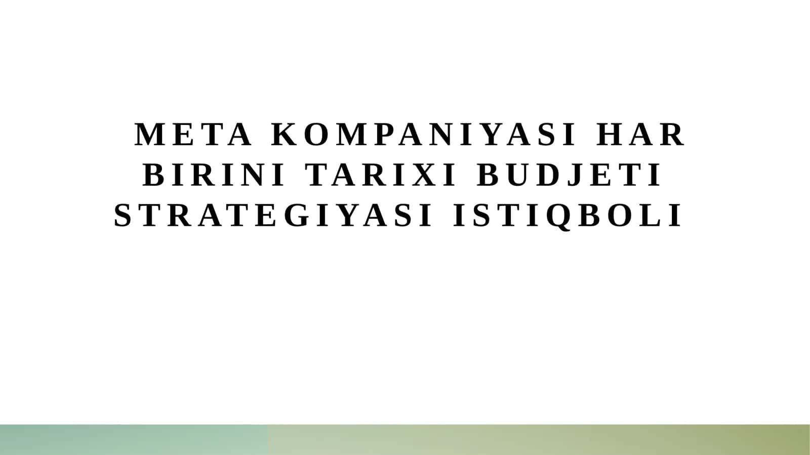 Metakompaniyasining Budjet va Moliyaviy Boshqaruv 1