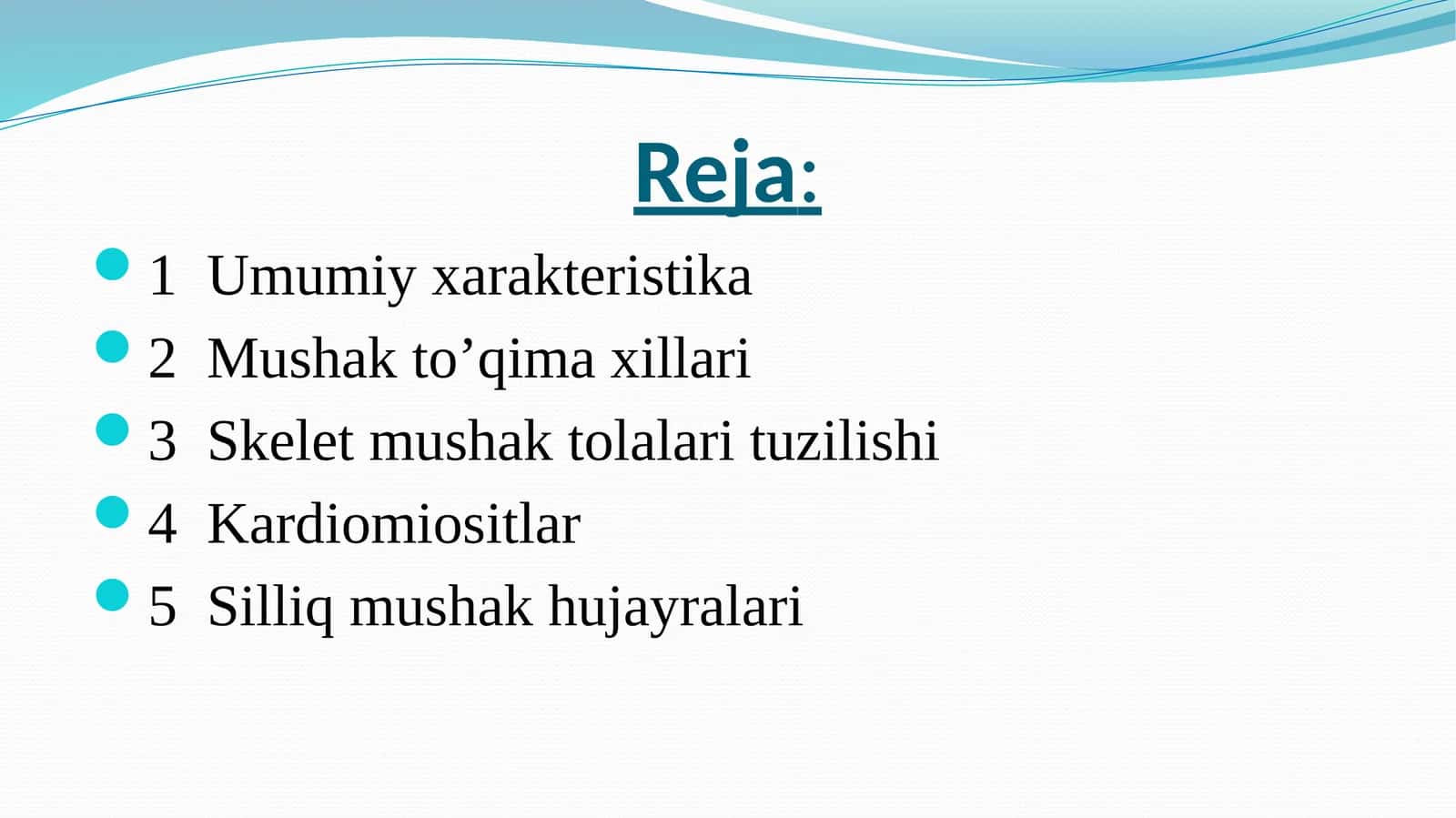 Mushak Tўqimasining Ҳillari 1