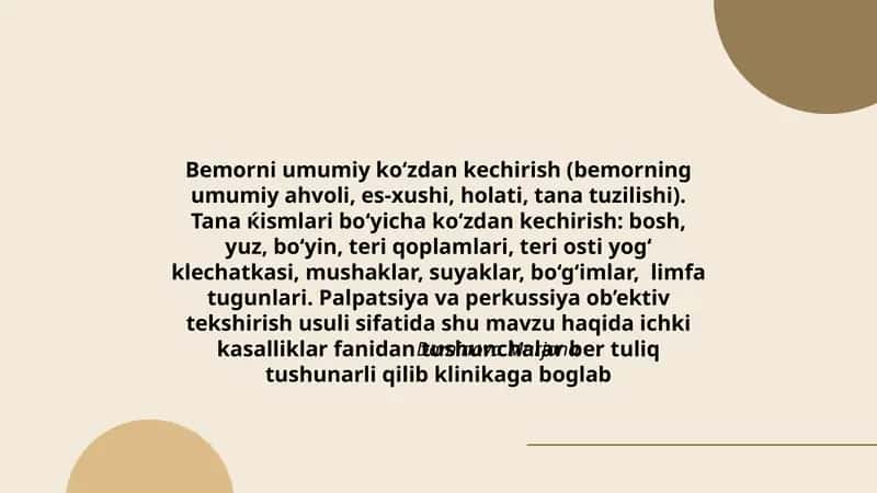 Bemorni umumiy ko‘zdan kechirish 1