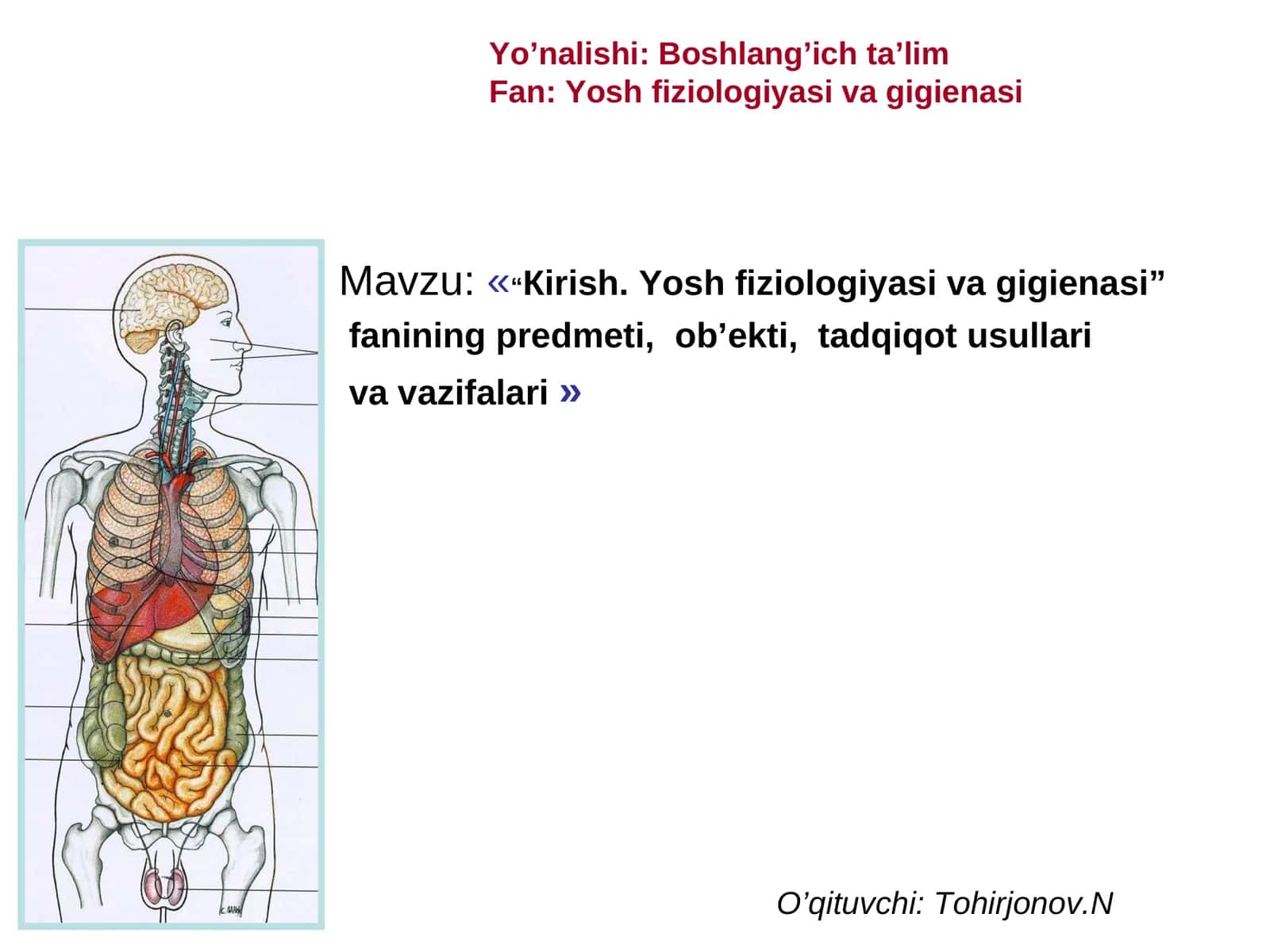 "Yosh fiziologiyasi va gigienasi" 1