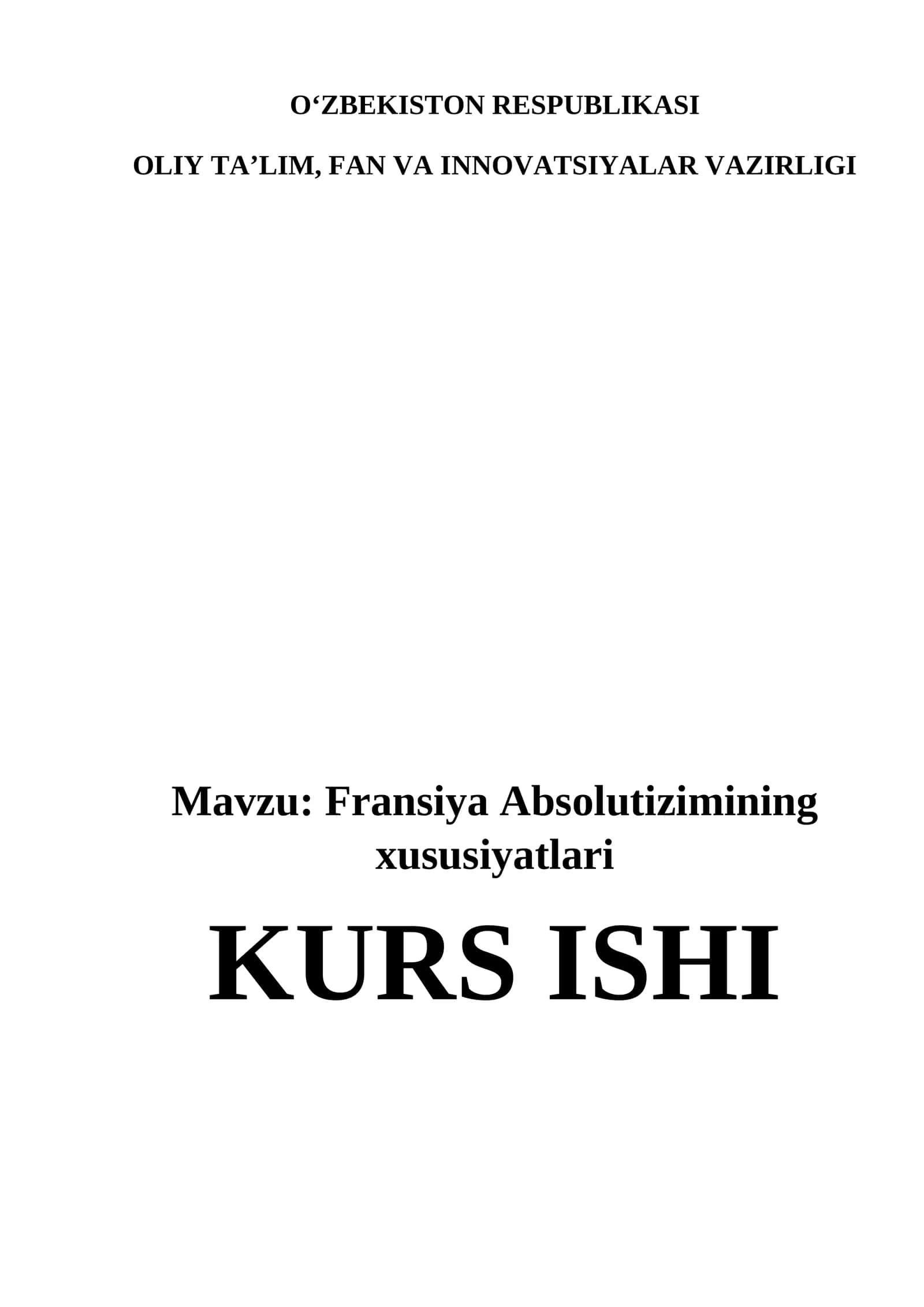 Fransiya Absolutizimining xususiyatlari 1
