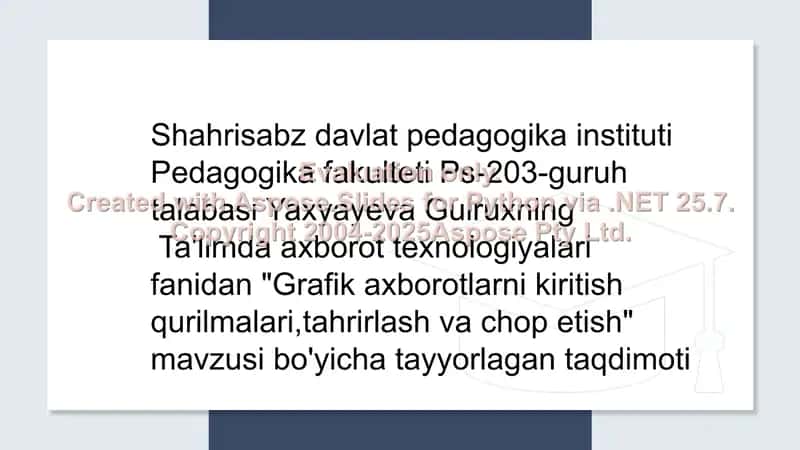 "Grafik axborotlarni kiritish qurilmalari, tahrirlash va chop etish" 1