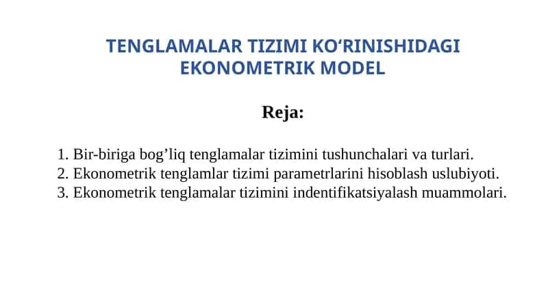 Ekonometrik tenglama tizimi 1