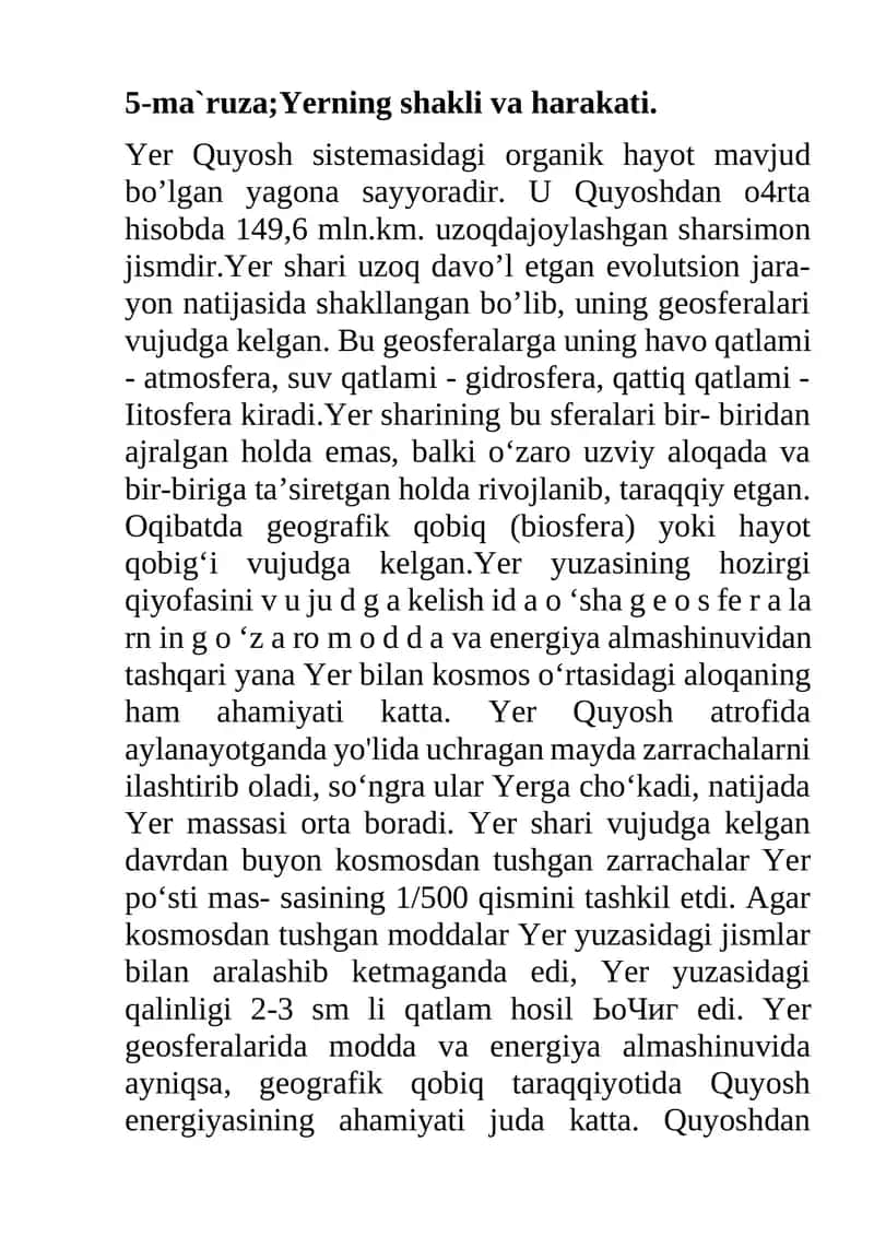 Yer Quyosh sistemasidagi organik hayot 1