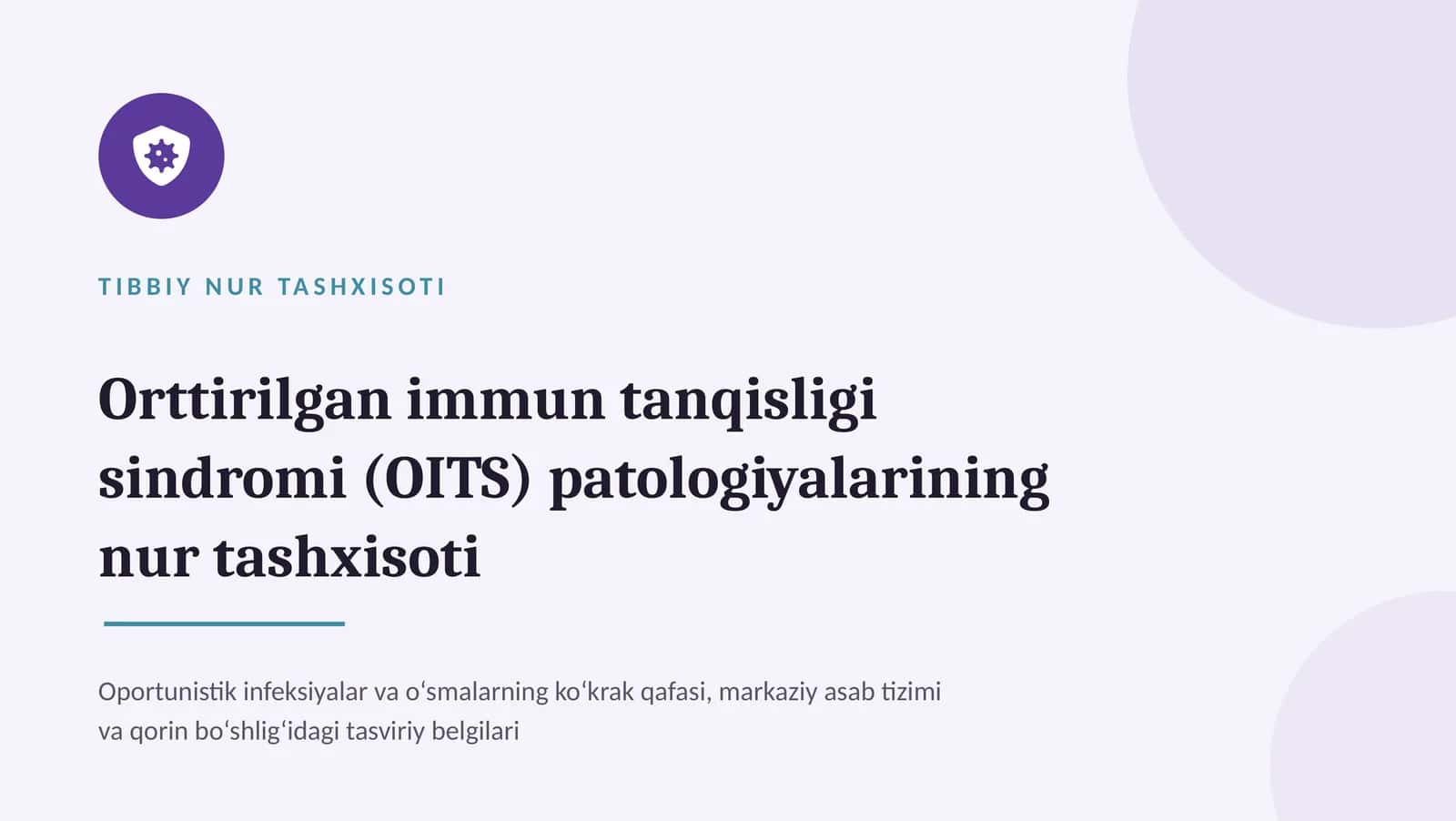 OITS patologiyalarining nur tashxisoti — zamonaviy diagnostika 1