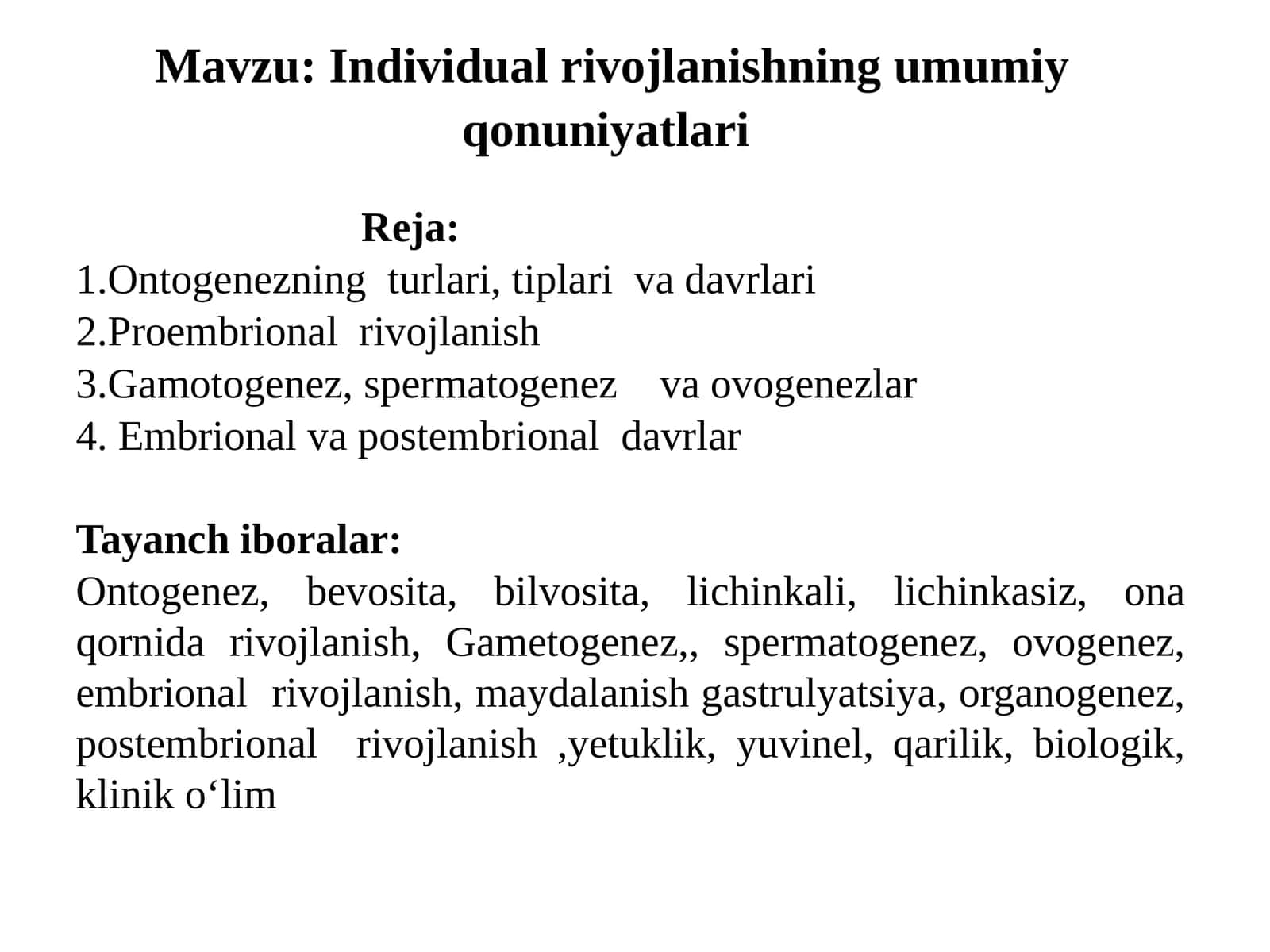 Individual rivojlanishning umumiy qonuniyatlari 1