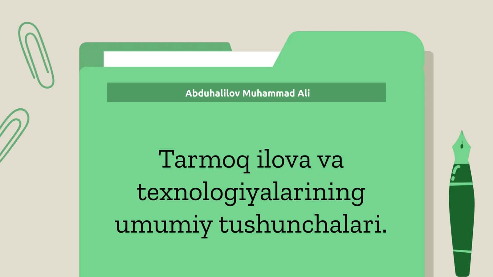 Tarmoq ilova va texnologiyalarining umumiy tushunchalari 1