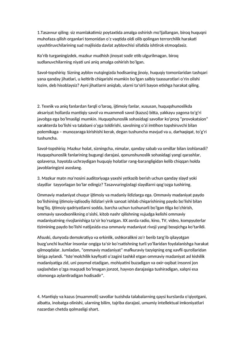 Terrorchilik harakati uyushtiruvchilarining sud majlisida davlat ayblovchisi sifatida ishtirok etish 1