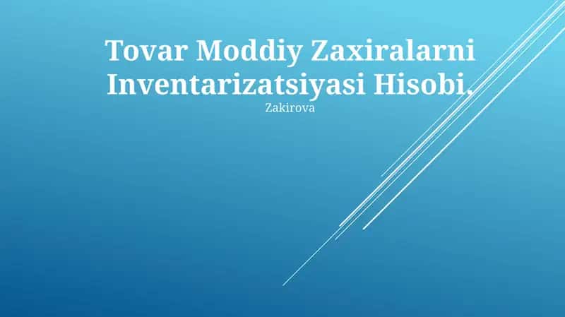 Tovar Moddiy Zaxiralarni Inventarizatsiyasi Hisobi 1