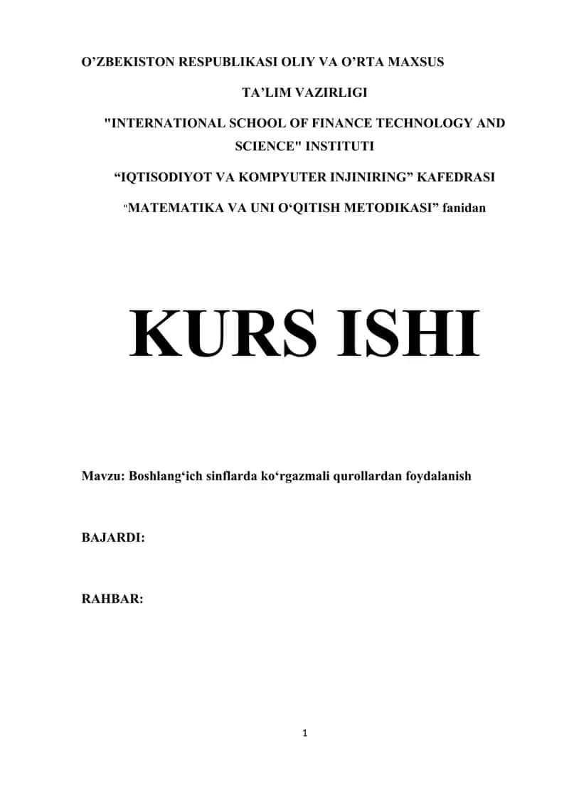 Boshlangʻich sinflarda koʻrgazmali qurollardan foydalanishning nazariy asoslari 1