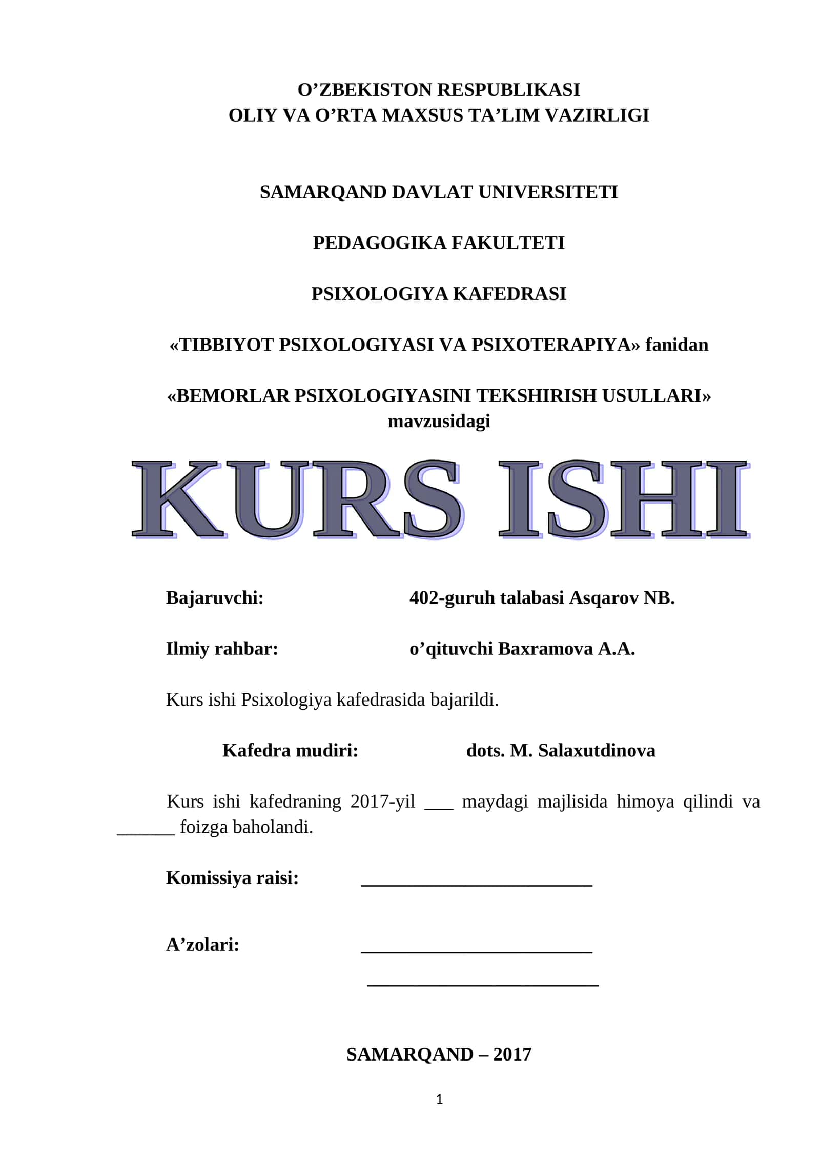 BEMORLAR PSIXOLOGIYASINI TEKSHIRISH USULLARI 1