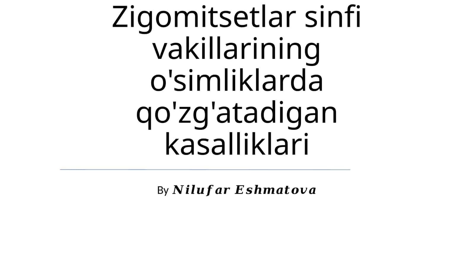 Zigomitsetlar sinfi vakillarining o'simliklarda qo'zg'atadigan kasalliklari 1